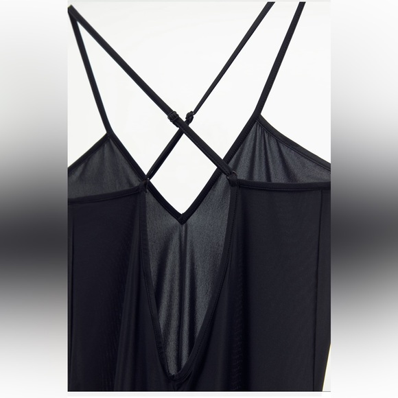 Zara black long strappy jumpsuit v neck adjustable cross back nwt - Picture 5 of 10